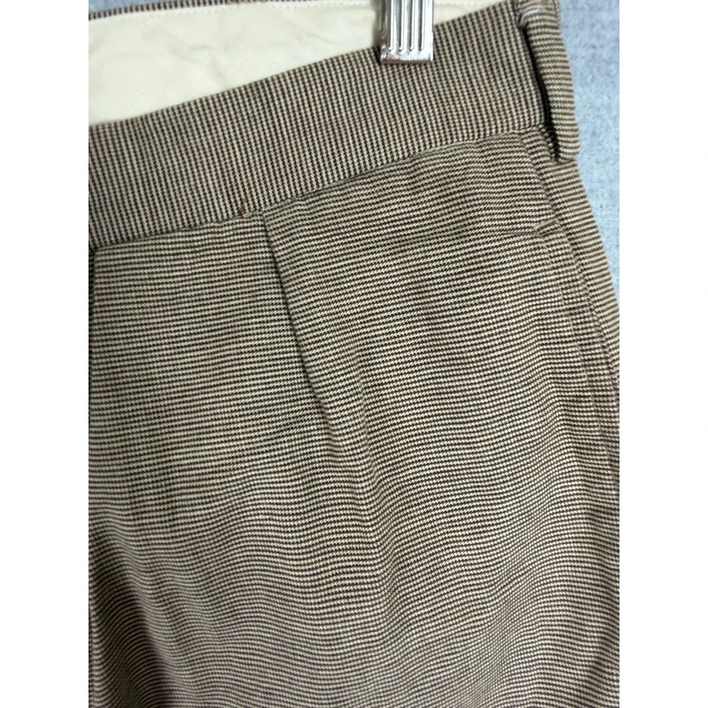 Polo Ralph Lauren Mens Brown Micro Houndstooth Pleated Cuffed Cotton Pants 35x27